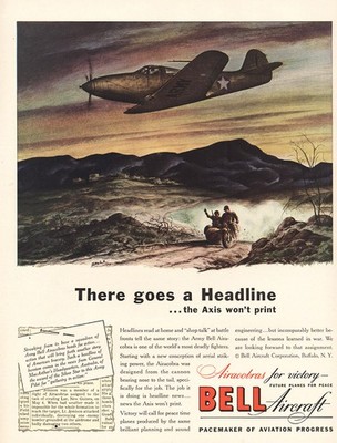 1943 Bell Aircraft: There Goes Headline Vintage Print Ad