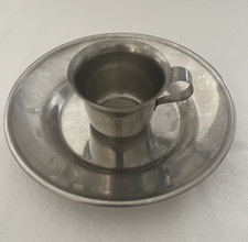 Vintage Selandia of Denmark Stainless Steel Baby Plate Cup Engraved Bear Motif