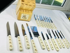 Vtg Tienshan Country Bear Theodore Chef's Collection Knife Block Set Complete