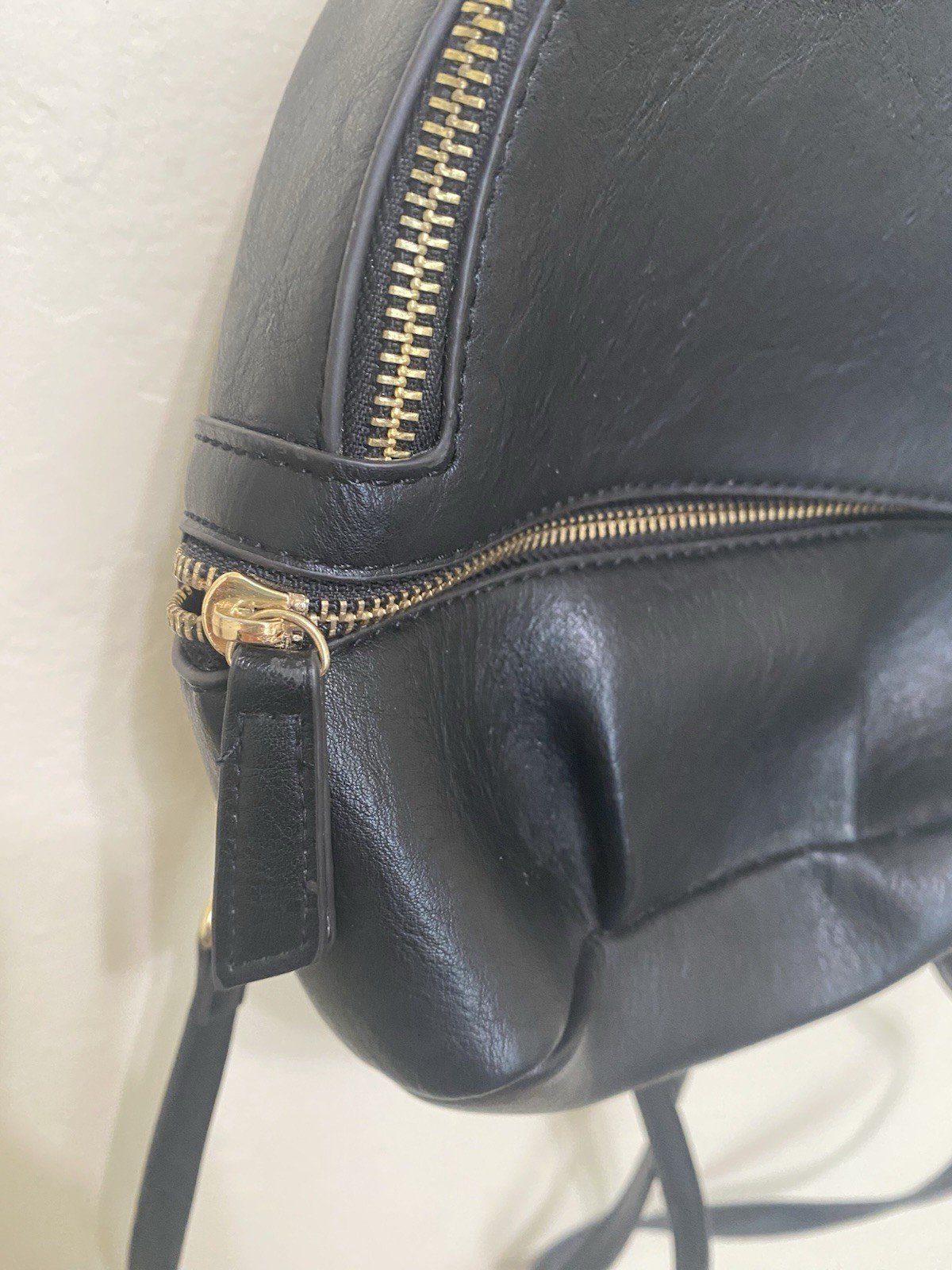 Small Leather Mini Black Backpack - image 5