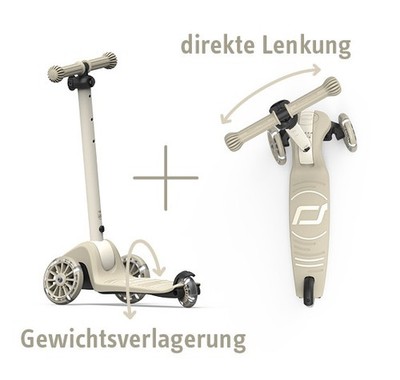 Scoot and Ride Highwaykick 3S mit LED Räder Roller 3 bis 6 Jahre - Farbe ash NEU