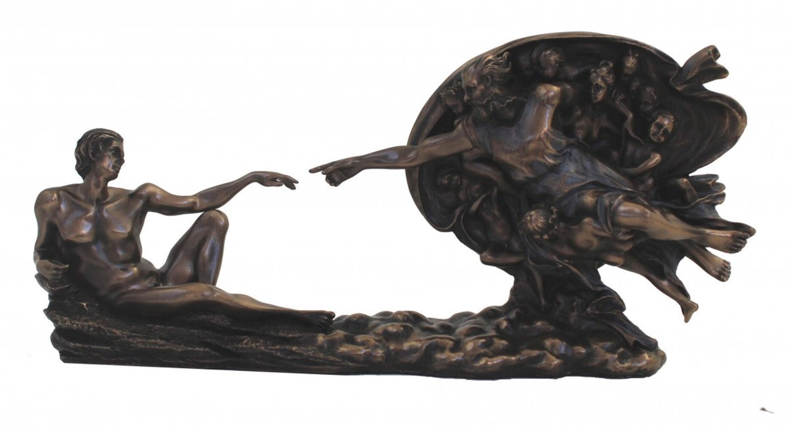 Michelangelo Creation of Adam Bronze Resin Statue 27cm Italfama Italy