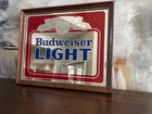 Vintage Budweiser Light Beer Mirror Anheuser Busch Framed Bar Sign-21 3/4 x 18”