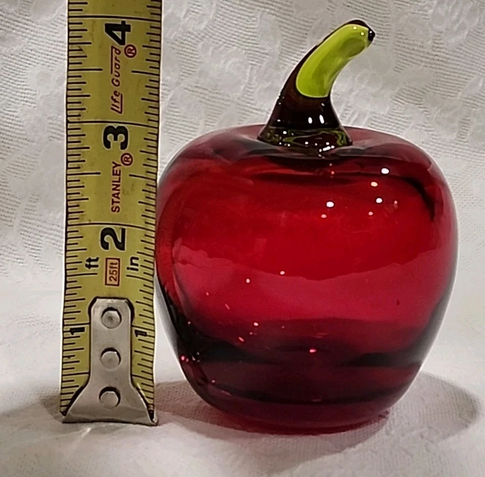 Viking Rainbow Glass Ruby Apple Paperweight - Image 4 of 4