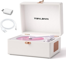 Vintage Portable CD Player with Built-In Speakers, Bluetooth Input  Output, LED