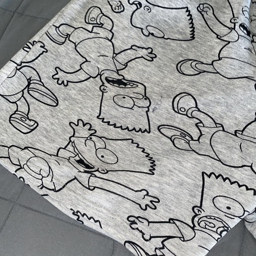 H&M Divided Bart Simpsons All Over Print Men's Fleece Shorts Gray & Black Large - Picture 3 of 6