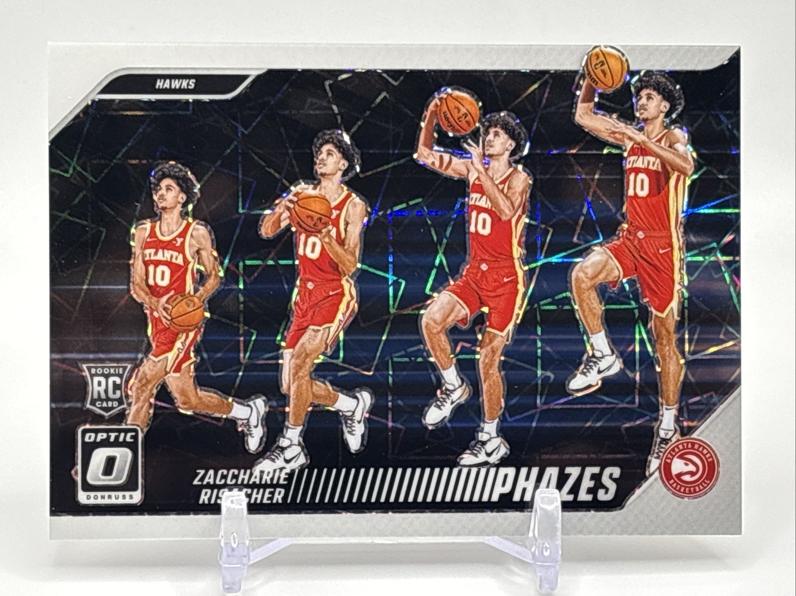 2024-25 Donruss Optic Zaccharie Risacher RC Phazes #21 Prizm SSP Atlanta Hawks