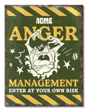 TAZ Tasmanian Devil Anger management Tin Sign wall decor 12.5" x 16" Made in USA