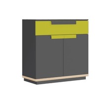 Brand New Graphite & Green Wow 06 Sideboard Cabinet - 95cm Wide