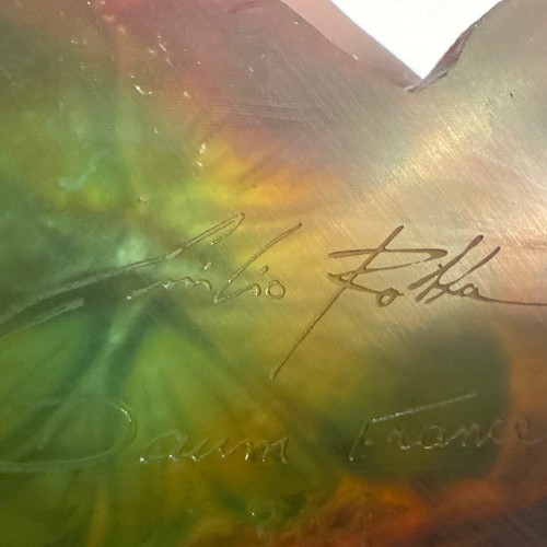 Daum Pate De Verre 17” Ltd. Edizione Sequoia Ciotola Piatto Emilio Robba Vendita al Dettaglio $2.895 - Foto 14 di 14