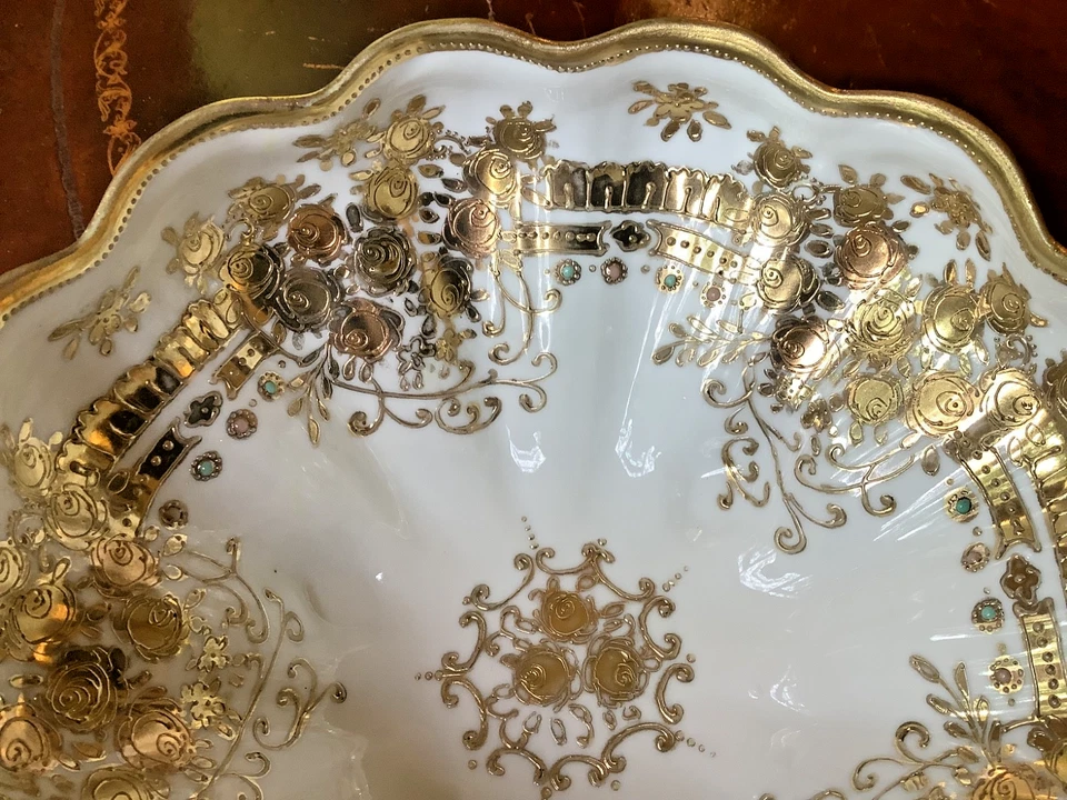 Antique RC Noritake Nippon Gold Moriage Porcelain Footed Bowl, c1906 - Image 4 of 4