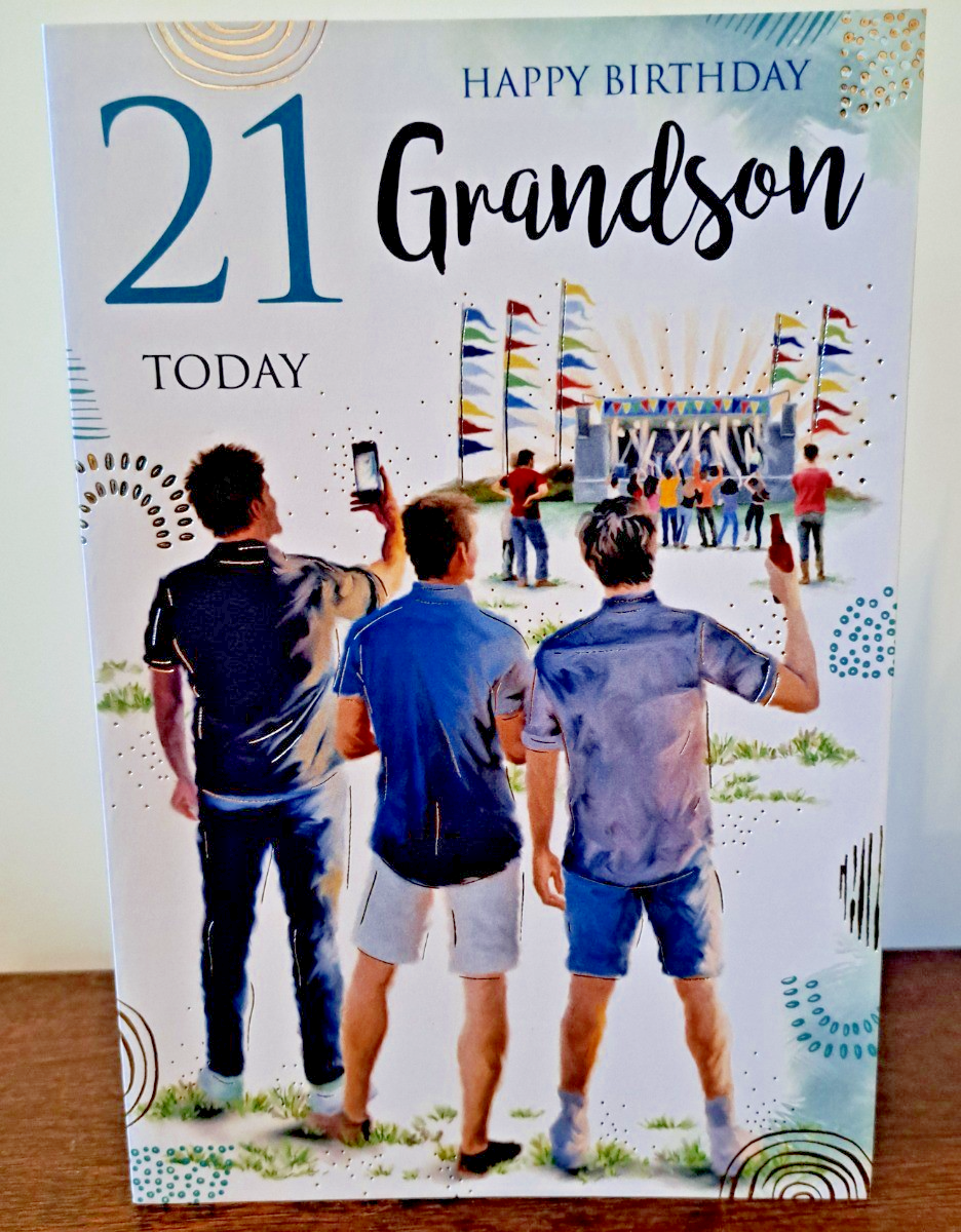 Grandson Age 21  Birthday Card. 21st Birthday. 23x15cm