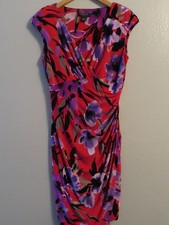 Lauren Ralph Lauren Floral Multicolor Ruched Cap Sleeve Dress Size 4