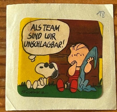 Ferrero Hanuta : Peanuts Sammel- Bild 1977 Linus & Snoopy: Als Team unschlagbar