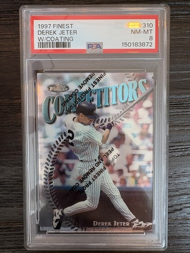 1997 Topps Finest - Uncommon - Silver Derek Jeter #310 PSA 8! Yankees!