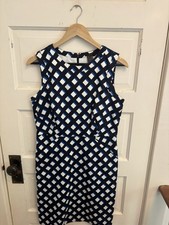 Ann Taylor Women’s Blue White Check Sleeveless Sheath Dress Pockets Size 4