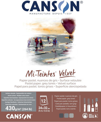 Mi-Teintes Velvet Drawing Paper Pad, Grey Tones, Assorted Colors, Glue Binding,