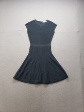 Loft Ann Taylor Women Fit & Flare Dress XSP Dark Green Sleeveless Zipper Casual