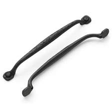 Black Iron Cabinet Pulls 224mm Solid Metal Handles Durable Kitchen Hardware