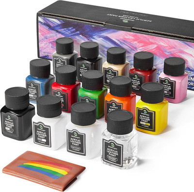 Leather Paint Kit 14 Colors 30ml Acrylic Dye Set with Prep and Deglazer