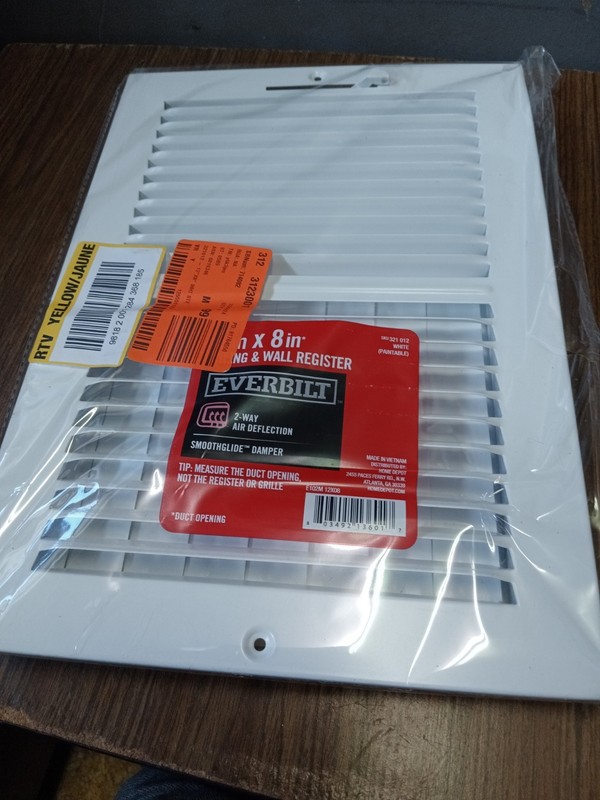 Everbilt 12 in. x 8 in. 2-Way Steel Wall/Ceiling Register in White