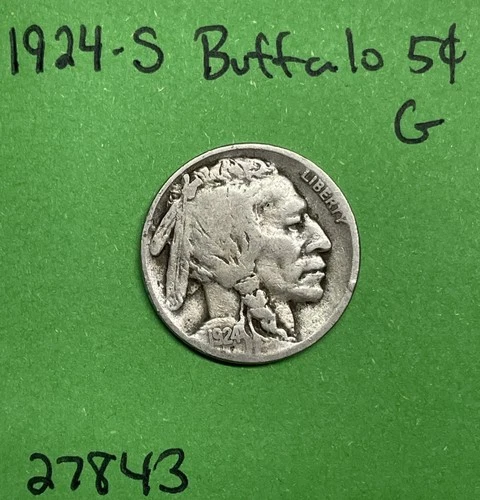 1924 S Buffalo 🦬 Indian Head Nickel 5c Good See Pictures