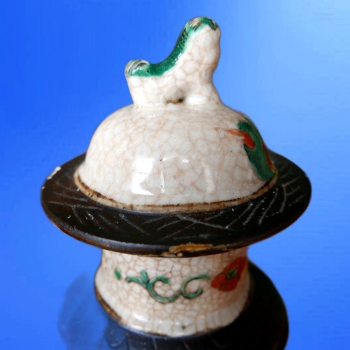Antique Japanese Warriors Meiji crackle vase with base mark 12" Circa 1900 - Picture 9 of 23