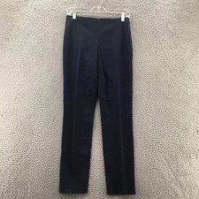 Elie Tahari Juliette Long Dress Pants Womens 4 Blue Cotton Blend Flat Front NEW