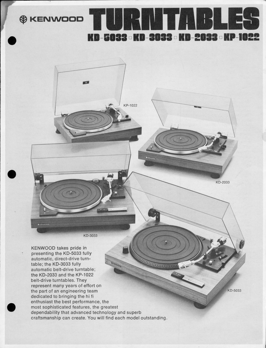 1975 Kenwood Turntables Original Dealer Brochure HiFi Audio KD