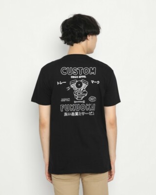 T-Shirt Men Erigo T-Shirt Fukuokai Custom Cotton Combed Black