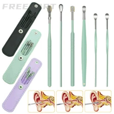 Ear Pick Cleaning 6PCS Set Spiral Tool Spoon Ear Wax Remover Cleaner Curette Kit