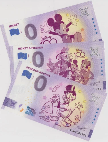Zero Euro Note - 0 Euro - Disney - SET - Mickey, Mickey & Friends, Scrooge 2023