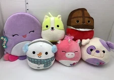 Lot of 5 Squishmallows/ Flipamallows 5” Plush, 1 Plush Pencil Pouch Kellytoy