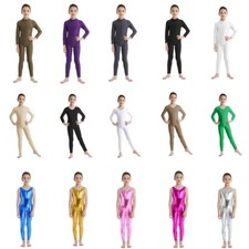 Girl Glittery Gymnastic Leotard Kid Ballerina Dancewear Bodysuit Dress Jumpsuits