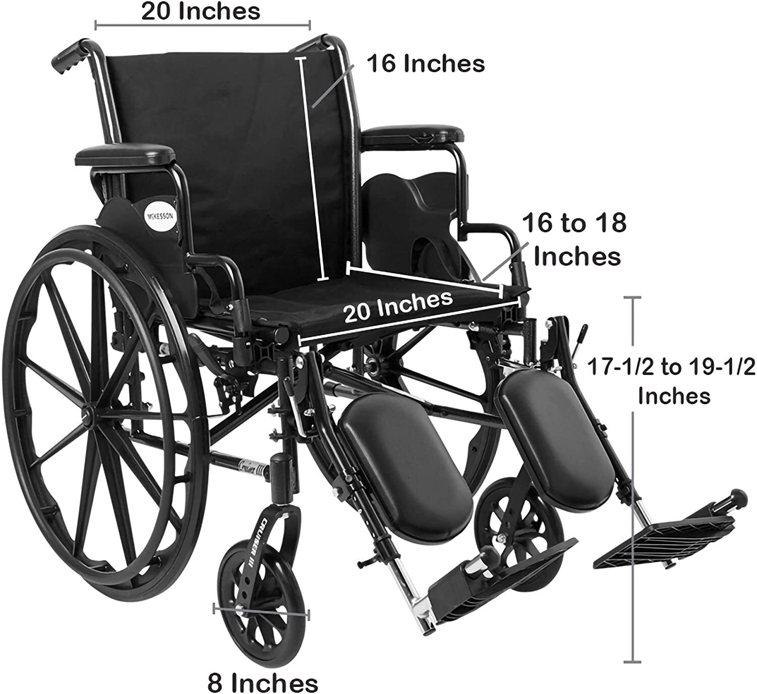 McKesson 146K320DDAELR Lightweight Manual Wheelchair Black
