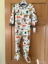 New Carter's 1 pc Woodland Animal Fleece Pajama Footie Sleeper Toddler Boy