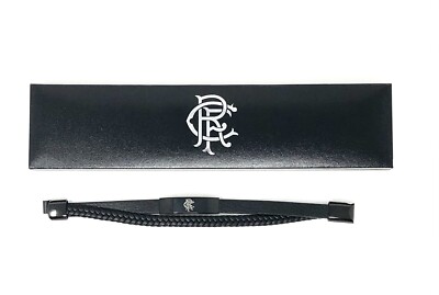 Rangers FC - Bracelet en cuir noir IP - Cuir neuf - D300z