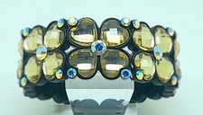 B046 Clear ab Rhinestone  clear lucite black color Plastic Stretch Bracelets