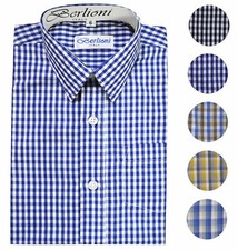 BERLIONI ITALY KIDS BOYS YARN DYED SHIRT CHECKERED LONG SLEEVE DRESS SHIRT