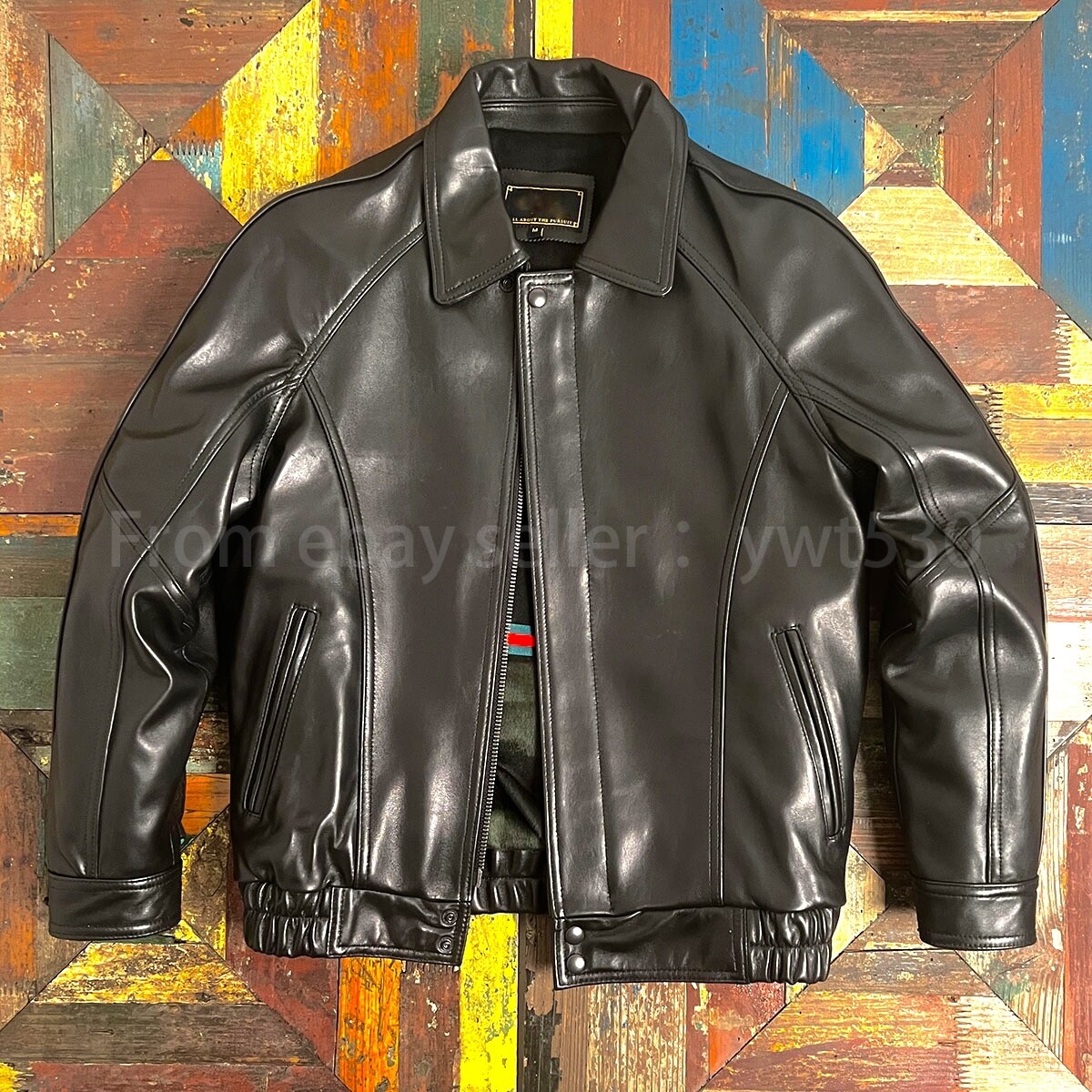 Vegetable Tanned Sheepskin Men's Loose Fit Vintage Genuine Leather Jacket