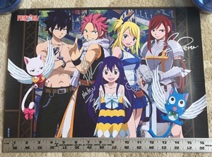 Fairy Tail Anime Voice Actors Signed Autograph Poster Natsu Lucy Erza Scarlet Ebay
