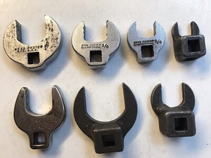 7 old vintage Proto & Napa Crow foot Wrench Set Open End Tools 3/8" Drive