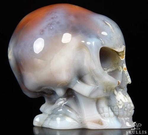 Fine Gemstone Huge 3.1" Mozambique Agate Female Alien Crystal Skull - Picture 4 of 10