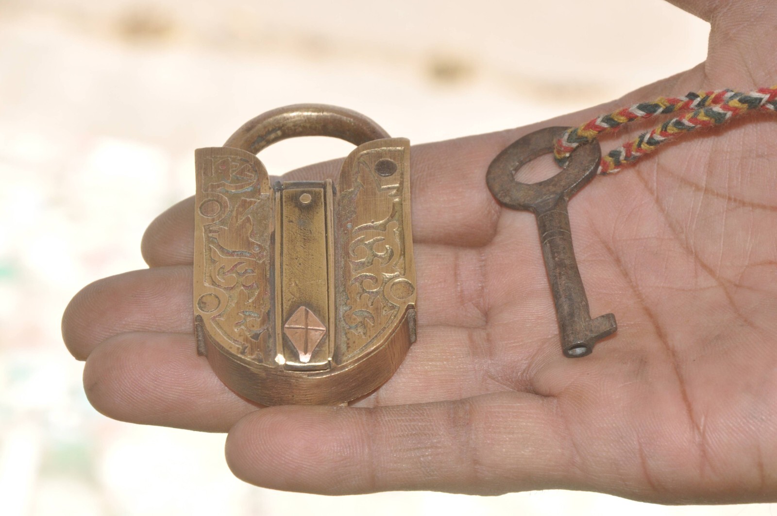 Vintage Brass Unique Shape Solid Tricky/Puzzle Handcrafted Padlock