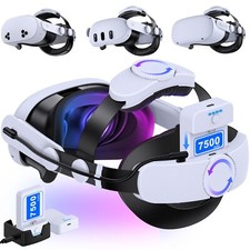 Battery Head Strap 15000mAh for Meta Quest 3/3S/Quest 2 Adjustable Elite Strap
