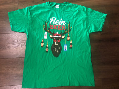 Fruit of the Loom Mens Short Sleeve Graphic Tee Sz XL Green Pullover  Rein Beer 
