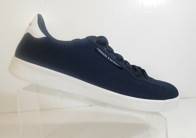 Armani Exchange XUX042 XV157 Men White Blue Athletic Logo Sneakers