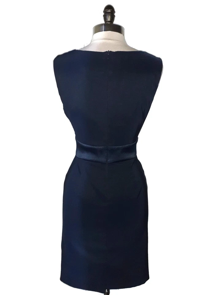 CONNECTED Size 8 Sheath Dress Blue Lace Shimmery Beige Lining Tiered Layers - Image 4 of 4