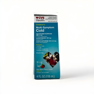 CVS Health Children's Multi-Symptom Cold Relief Liquid, Very Berry, 4 OZ 07/25