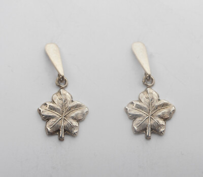 Cozzi Gioielli Sterling Silver 925 Ivy Leaf Drop Earrings Lucky Charm